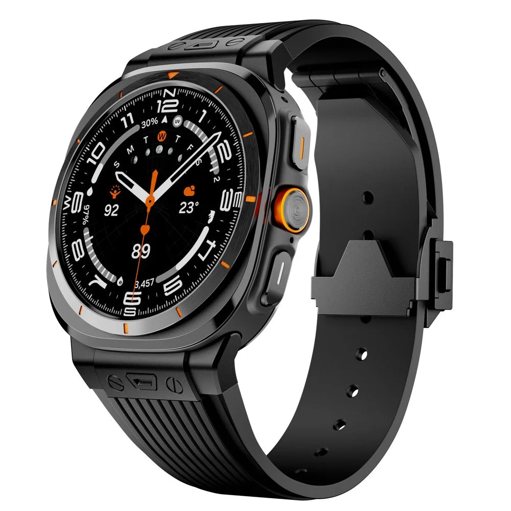 For Samsung Galaxy Watch Ultra2 47mm / Watch Ultra (2025) 47mm / Watch Ultra 47mm Silicone Band Black Connector Black Buckle Watch Strap - Black - 3