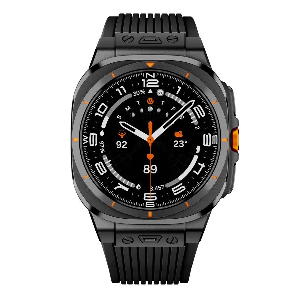 For Samsung Galaxy Watch Ultra2 47mm / Watch Ultra (2025) 47mm / Watch Ultra 47mm Silicone Band Black Connector Black Buckle Watch Strap - Black - 4