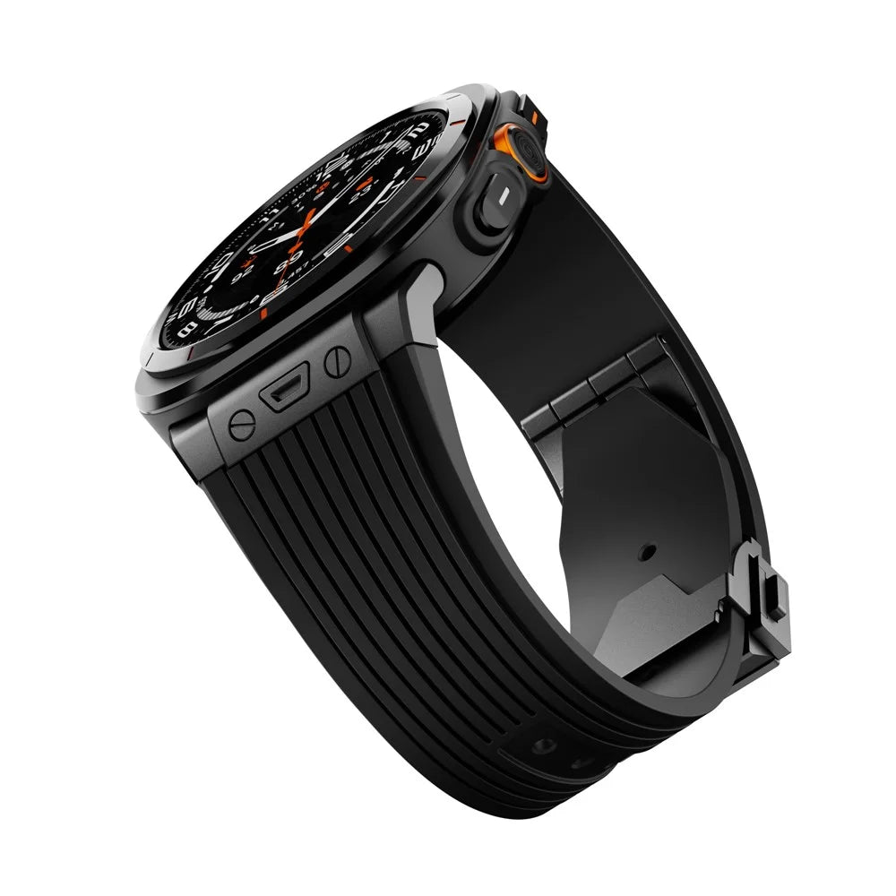 For Samsung Galaxy Watch Ultra2 47mm / Watch Ultra (2025) 47mm / Watch Ultra 47mm Silicone Band Black Connector Black Buckle Watch Strap - Black - 5