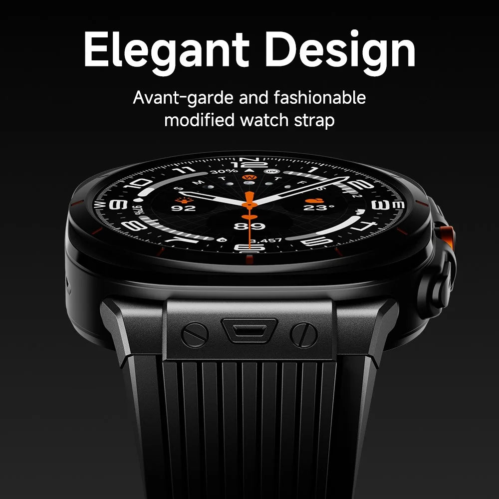 For Samsung Galaxy Watch Ultra2 47mm / Watch Ultra (2025) 47mm / Watch Ultra 47mm Silicone Band Black Connector Black Buckle Watch Strap - Black - 7