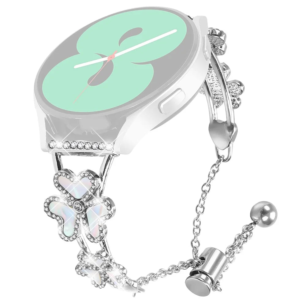Metal Band for Garmin Vivomove 3 / GarminMove 3 Heart Clover Decor Watch Strap - Silver - 1