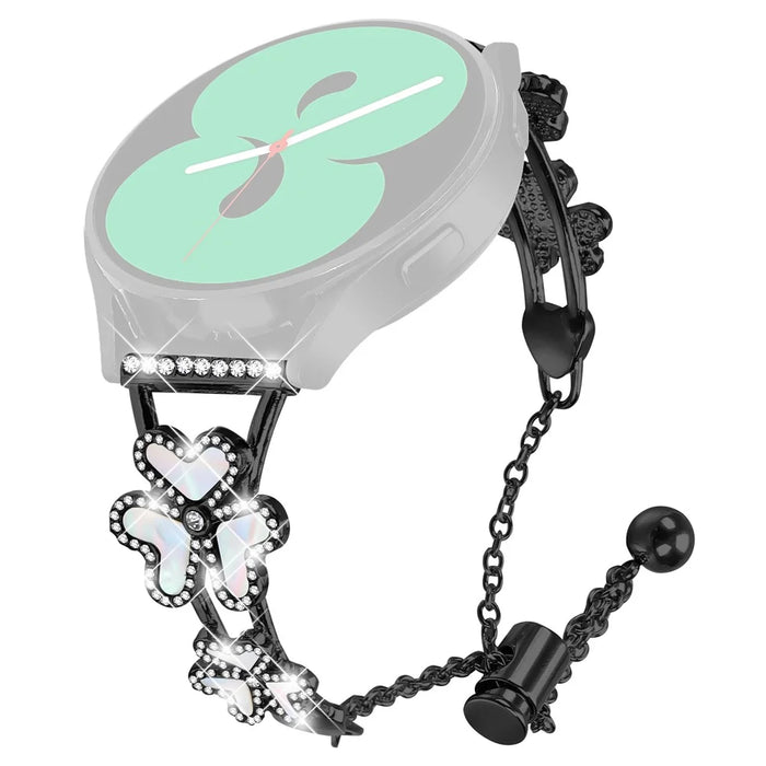 For GarminMove 3 / Vivomove 3 Watch Strap Replacement Metal Band Heart Clover Decor - Black - 1
