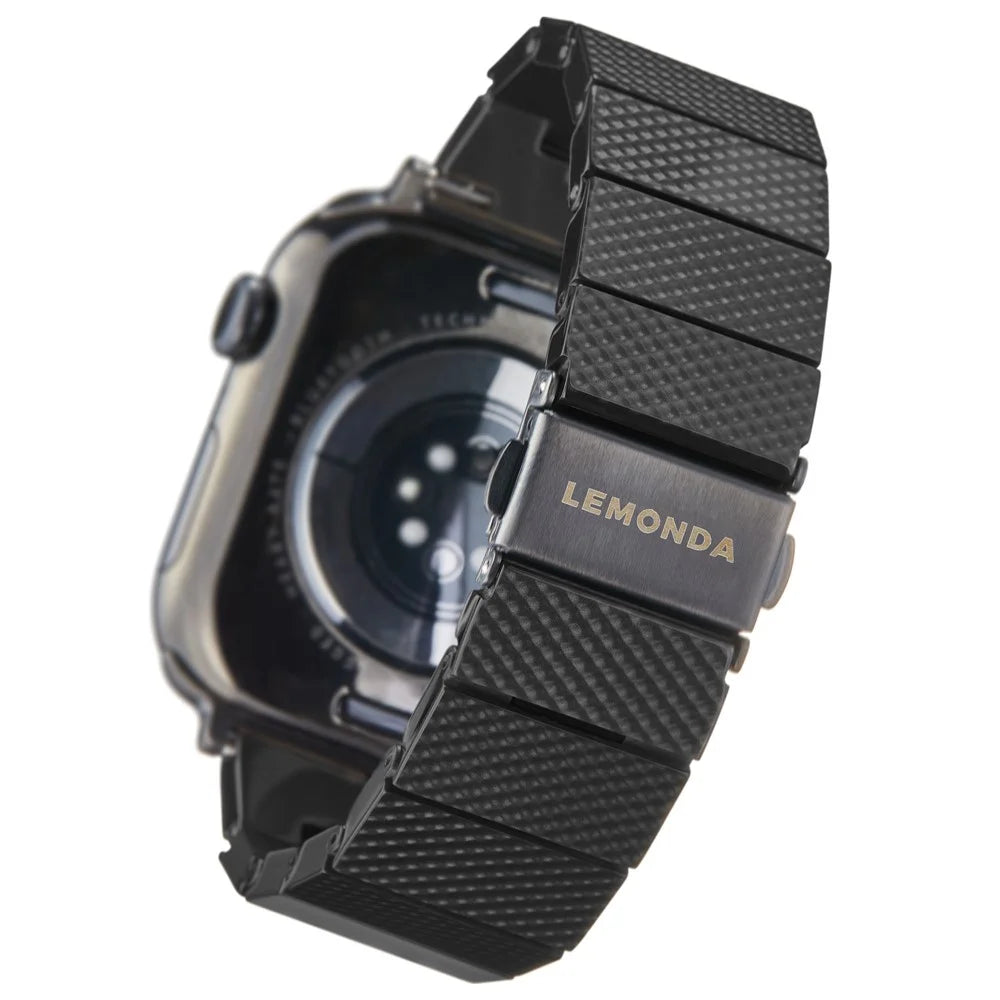 LEMONDA Plantfiber Strap for Apple Watch Ultra 3 2 1 49mm / Series 11 10 46mm / 9 8 7 45mm / SE3 SE2 SE 6 5 4 44mm / 3 2 1 42mm Environmentally Friendly Watch Band - Black - 1
