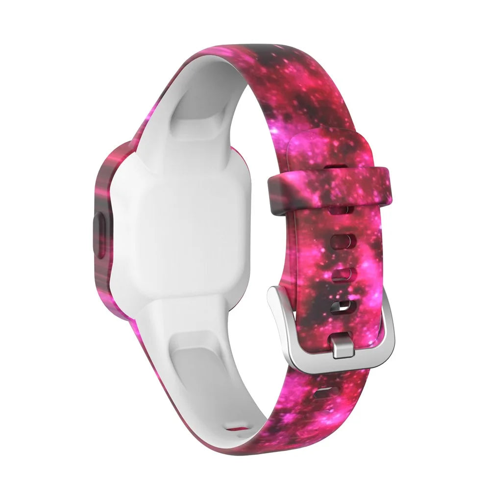 Soft Silicone Smart Watch Strap Replacement Watch Band for GarminFit JR3 - Starry Sky Red - 1
