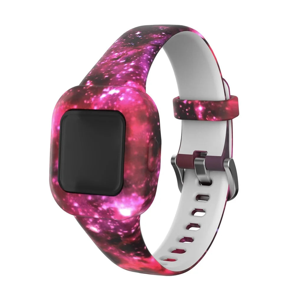 Soft Silicone Smart Watch Strap Replacement Watch Band for GarminFit JR3 - Starry Sky Red - 2