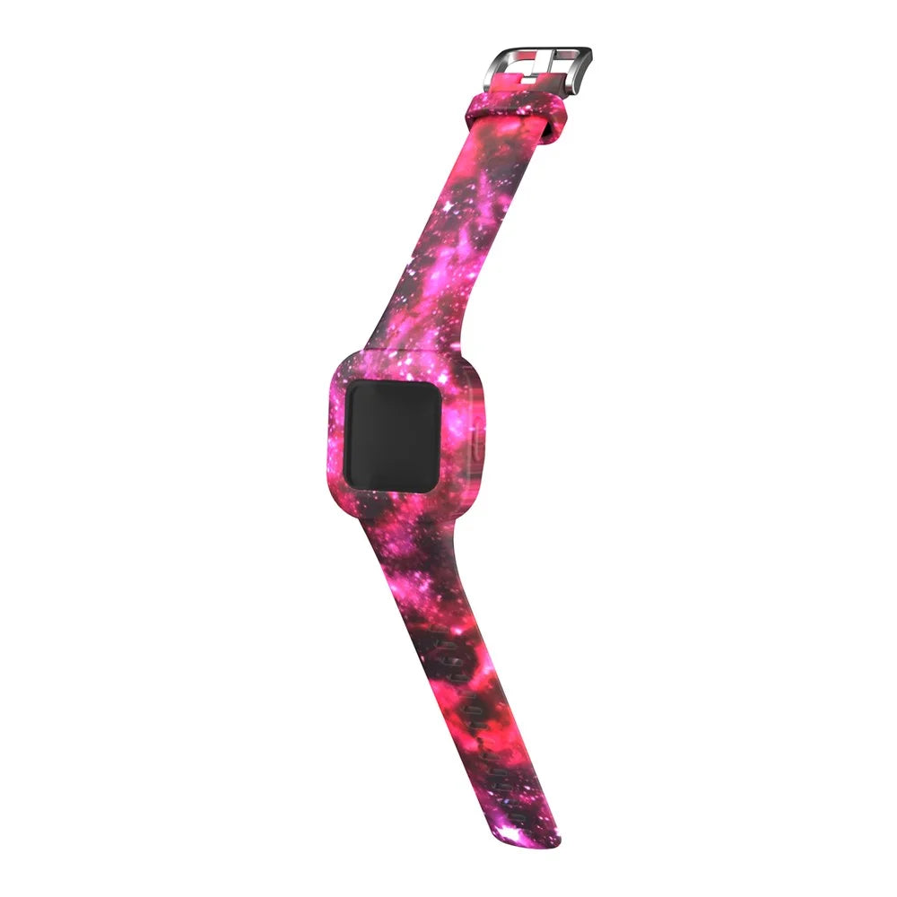 Soft Silicone Smart Watch Strap Replacement Watch Band for GarminFit JR3 - Starry Sky Red - 3