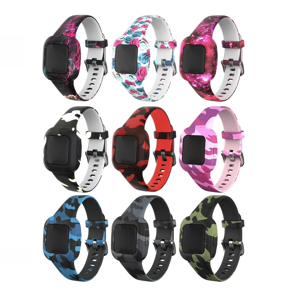 Soft Silicone Smart Watch Strap Replacement Watch Band for GarminFit JR3 - Starry Sky Red - 7