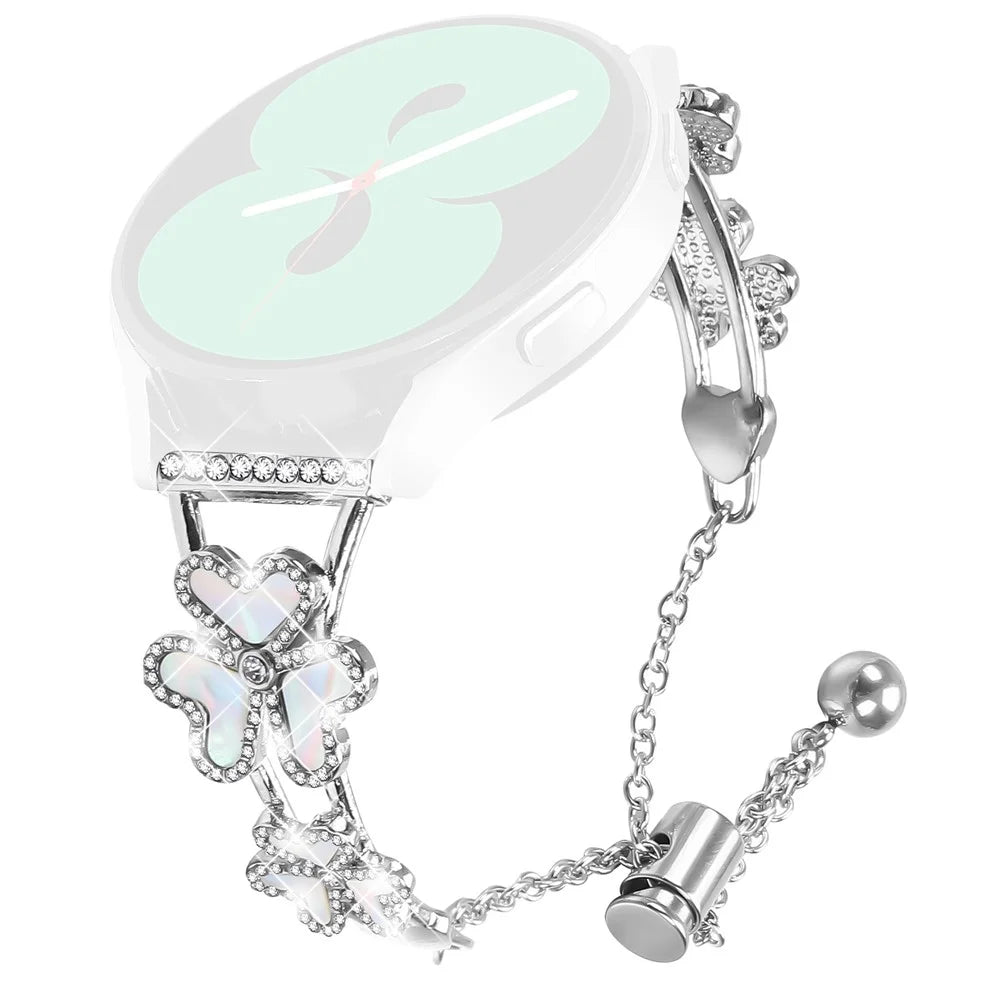 Metal Band for Honor Watch ES Heart Clover Decor Watch Strap - Silver - 1