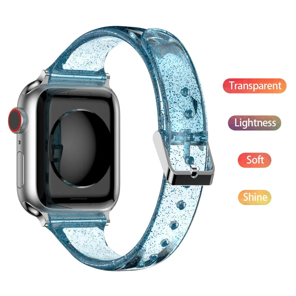 Glitter Powder TPU Watch Strap for Apple Watch Series 11 10 42mm / 9 8 7 41mm / SE3 SE2 SE 6 5 4 40mm / 3 2 1 38mm - Baby Blue - 3
