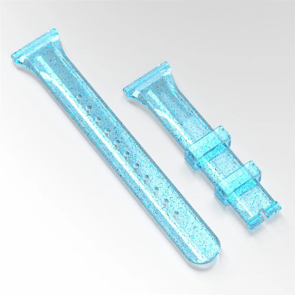 Glitter Powder TPU Watch Strap for Apple Watch Series 11 10 42mm / 9 8 7 41mm / SE3 SE2 SE 6 5 4 40mm / 3 2 1 38mm - Baby Blue - 5
