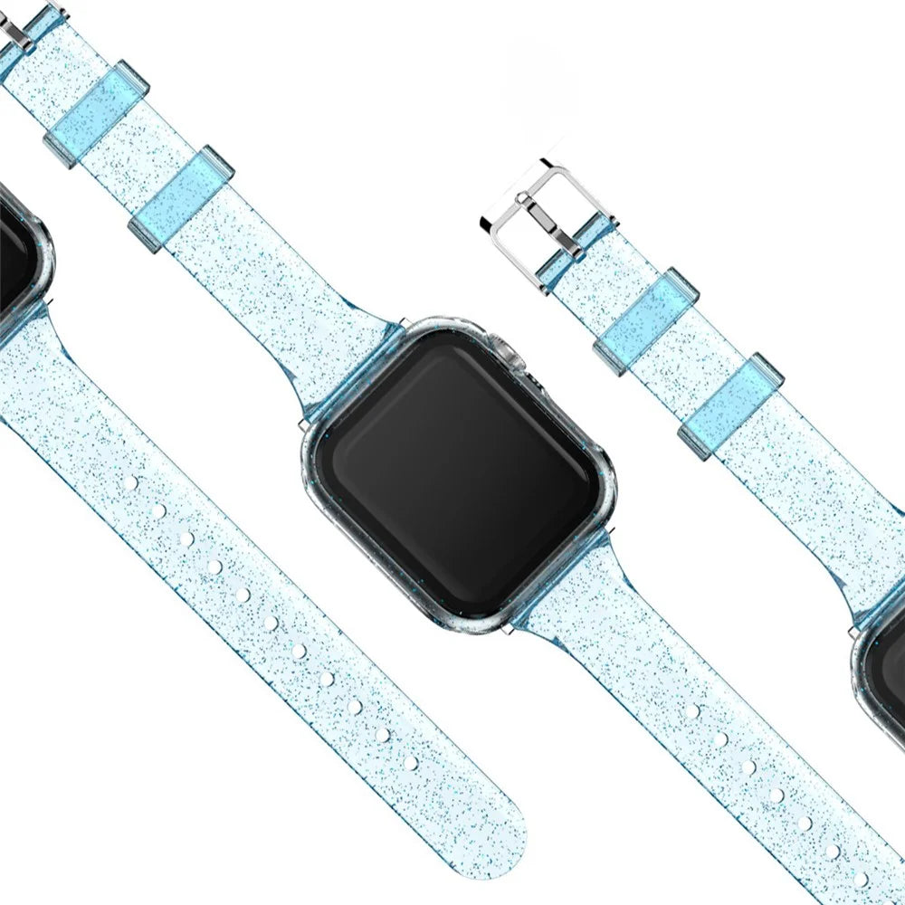 Glitter Powder TPU Watch Strap for Apple Watch Series 11 10 42mm / 9 8 7 41mm / SE3 SE2 SE 6 5 4 40mm / 3 2 1 38mm - Baby Blue - 6