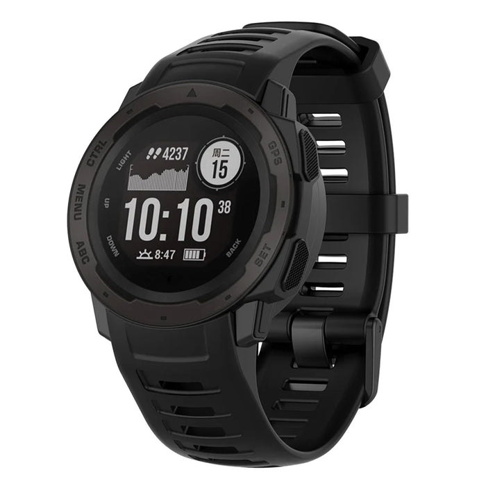 Silicone Watch Band for Garmin Instinct Tactical / Instinct Tide / Instinct 2 / Instinct Wrist Strap with Black Buckle - Black - 4