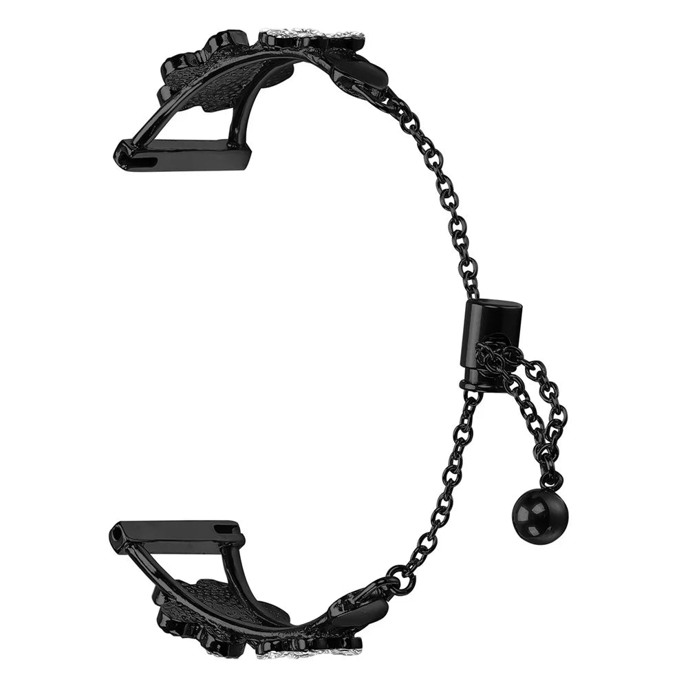 For Gabb Watch 1 Metal Band Replacement Watch Strap Heart Clover Decor - Black - 2