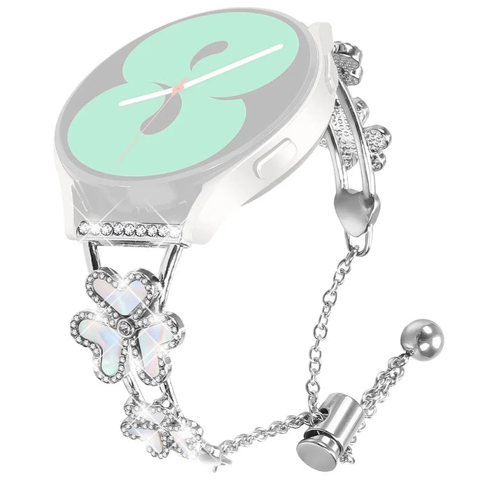 For Verizon GizmoWatch Disney Edition Metal Band Heart Clover Decor Watch Strap - Silver - 1