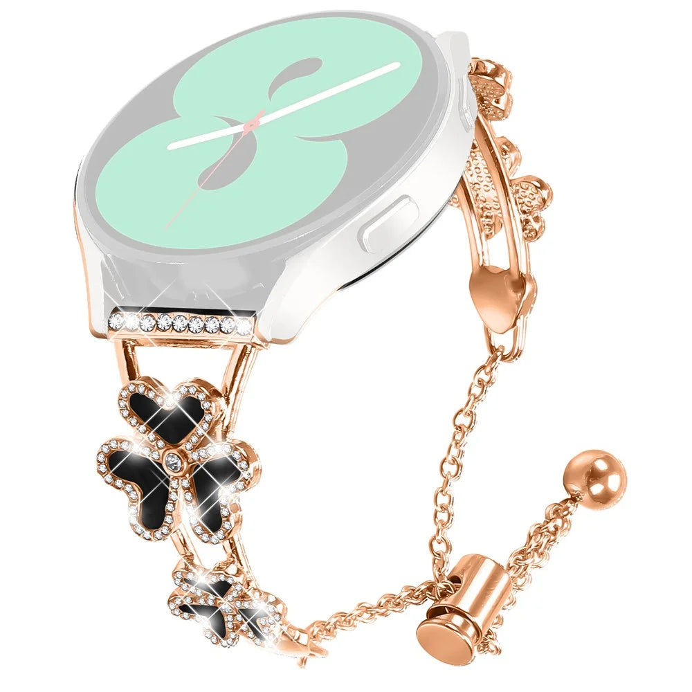 For Verizon Gizmo Watch 1 Metal Band Replacement Watch Strap Heart Clover Decor - Rose Gold - 1