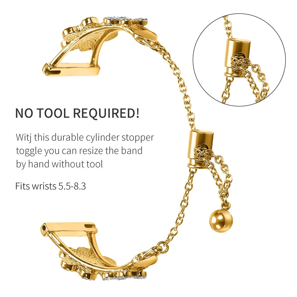 For Coros Pace 2 Watch Strap Replacement Metal Band Heart Clover Decor - Gold - 2