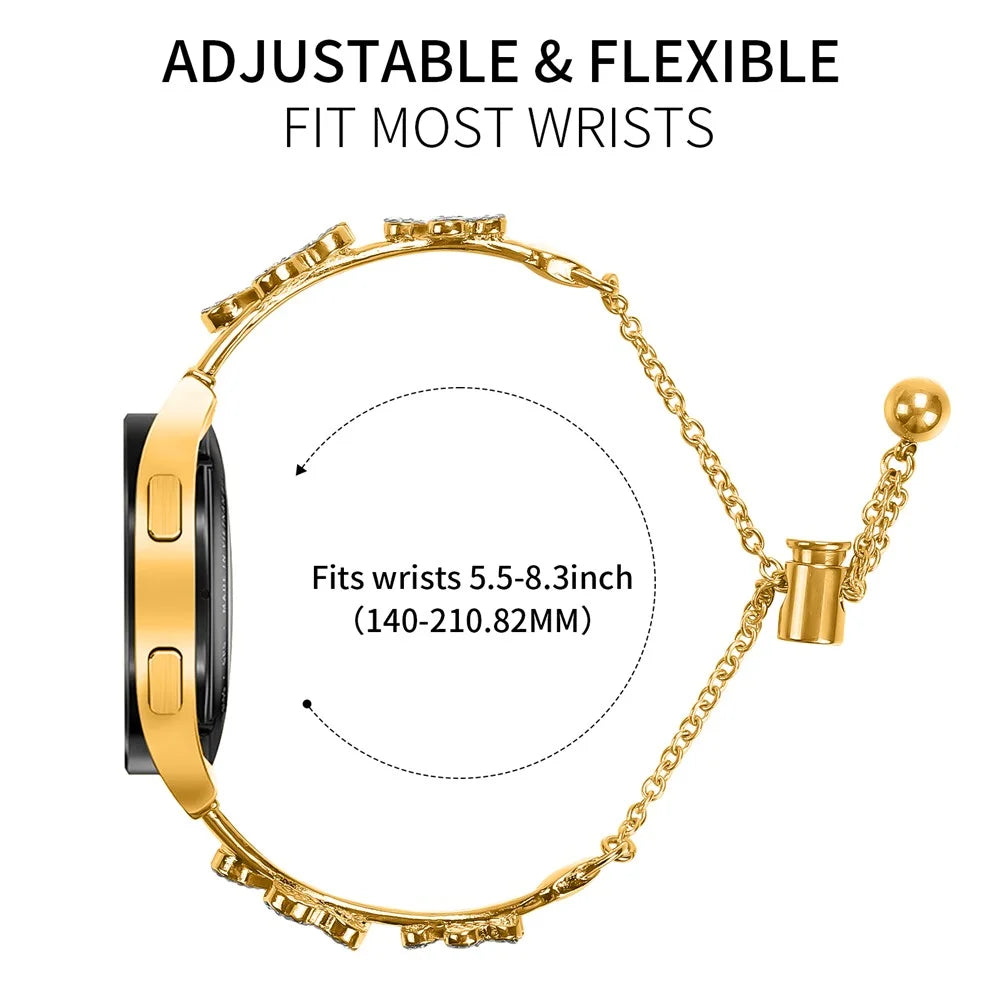 For Coros Pace 2 Watch Strap Replacement Metal Band Heart Clover Decor - Gold - 6