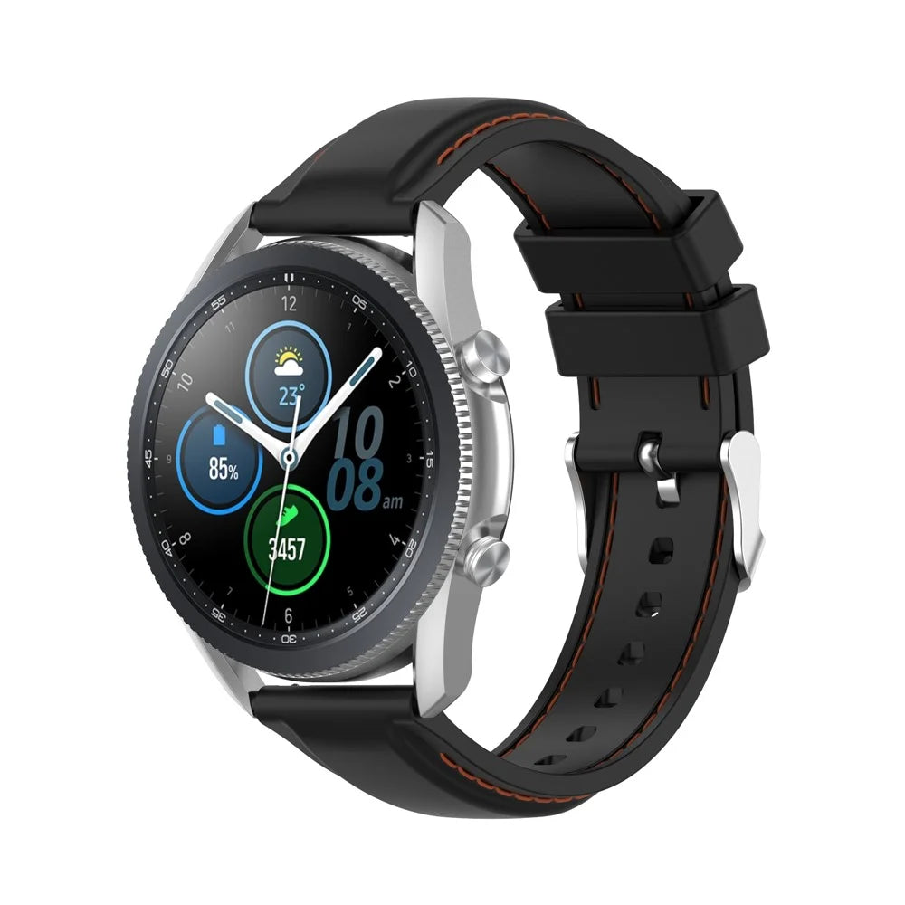 Sewing Line Design Silicone Adjustable Watch Band Strap Replacement for Samsung Galaxy Watch3 45mm / Gear S3 Classic/Frontier/Huawei Watch 3/Watch 3 Pro - Black - 4