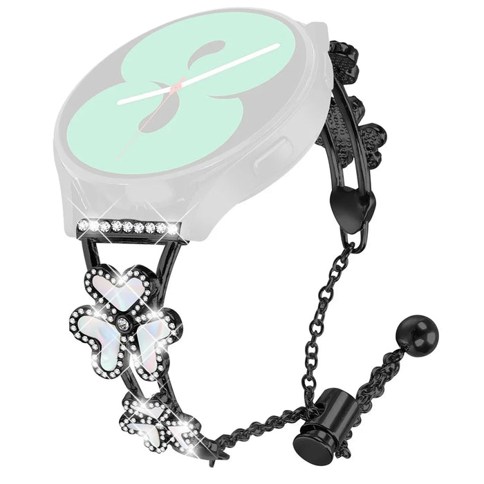 For Mibro Lite Watch Strap Replacement Metal Band Heart Clover Decor - Black - 1