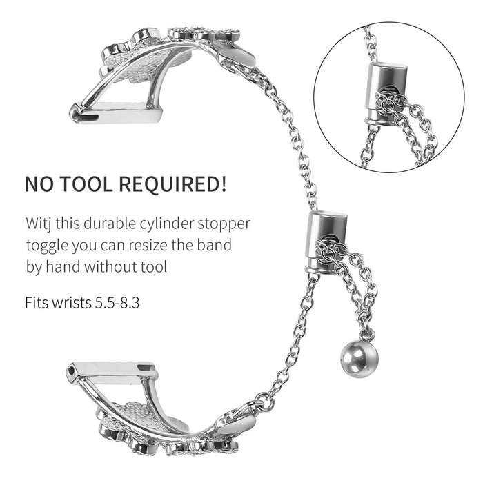 For TicWatch 2 Metal Band Heart Clover Decor Watch Strap - Silver - 3