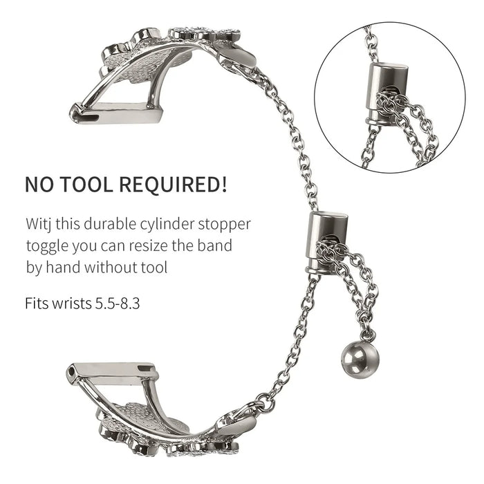 Watch Strap for TicWatch 2 Replacement Metal Band Heart Clover Decor - Starlight - 3