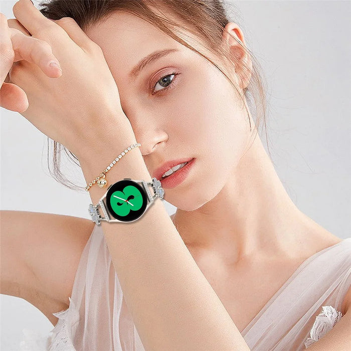 For Realme Techlife Watch S100 Metal Band Replacement Watch Strap Heart Clover Decor - Starlight - 5