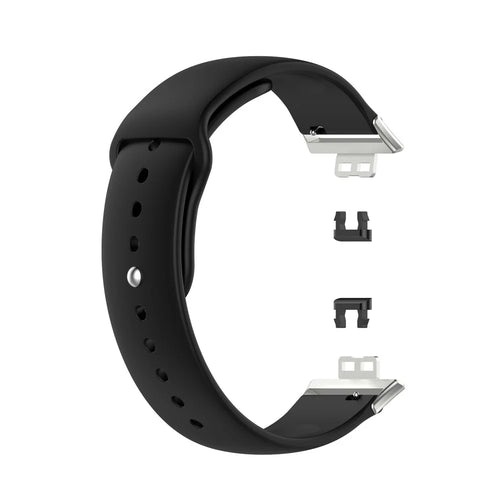 Solid Color Silicone Adjustable Watch Band Strap Replacement for Huawei Watch Fit - Black - 1