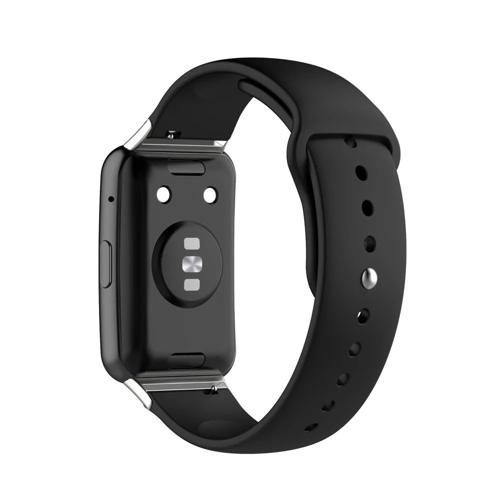 Solid Color Silicone Adjustable Watch Band Strap Replacement for Huawei Watch Fit - Black - 3