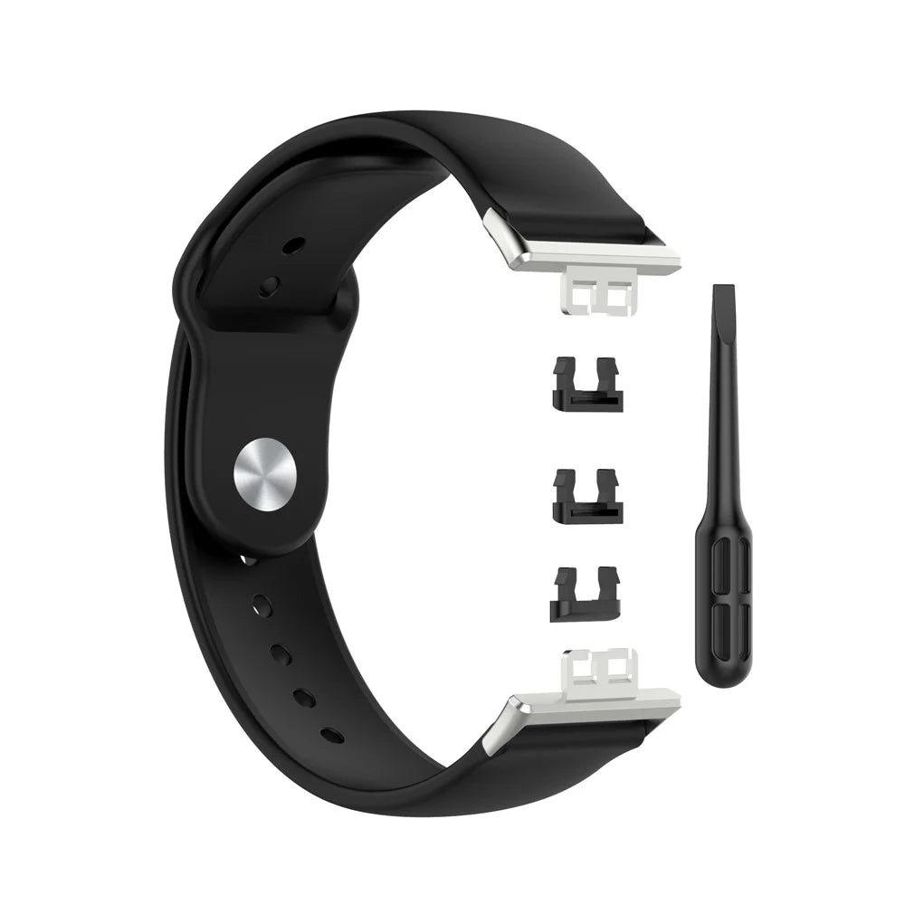 Solid Color Silicone Adjustable Watch Band Strap Replacement for Huawei Watch Fit - Black - 4