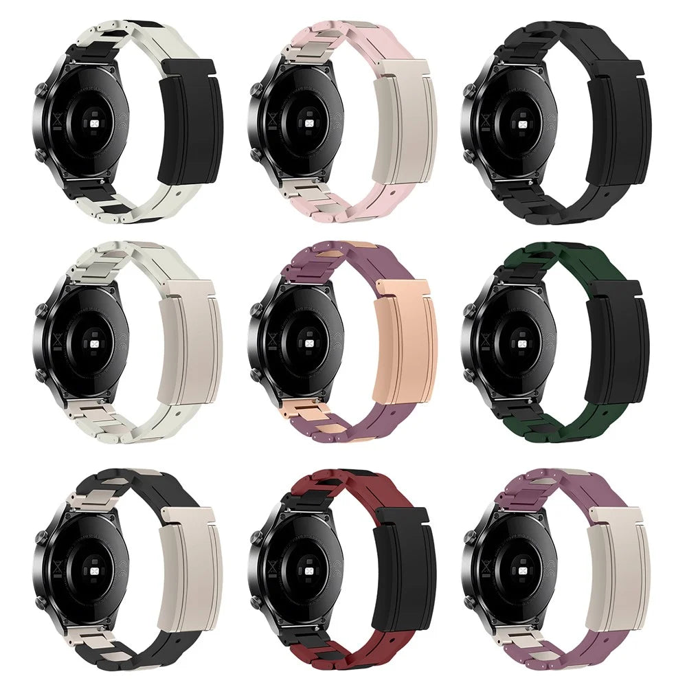 20mm Watch Band For Samsung Galaxy Watch7 44mm  /  40mm  /  Galaxy Watch FE 40mm T-Type Magnetic Clasp Stainless Steel Rubber Strip - Pink  /  Starlight - 3
