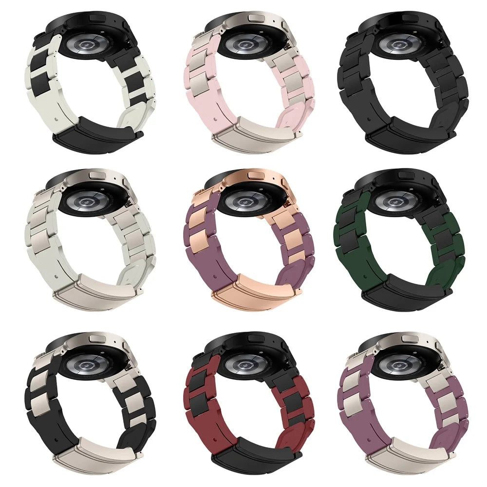 20mm Watch Band For Samsung Galaxy Watch7 44mm  /  40mm  /  Galaxy Watch FE 40mm T-Type Magnetic Clasp Stainless Steel Rubber Strip - Pink  /  Starlight - 4