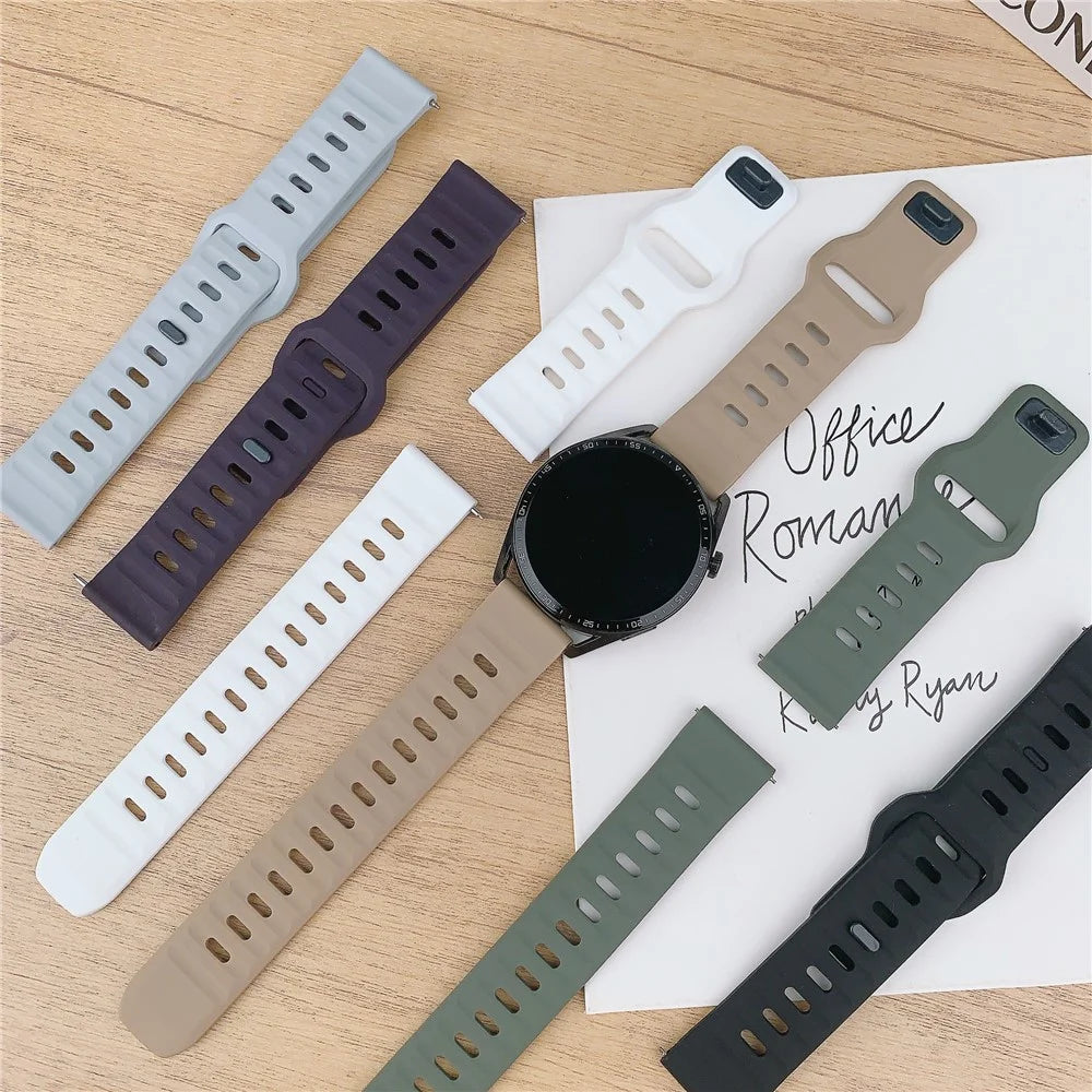 20mm Watch Band For Samsung Galaxy Watch7 Watch6 44mm 40mm Quick Release Square Buckle Silicone Strip - Blue - 3