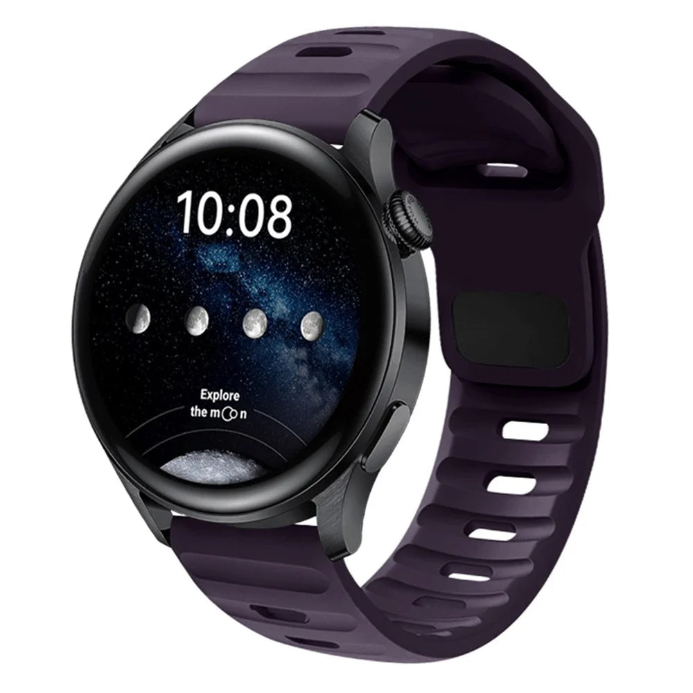 22mm Watch Band For Huawei Watch GT 5 Pro  /  GT 5  /  GT 4 46mm Quick Release Square Buckle Silicone Strip - Dark Purple - 2