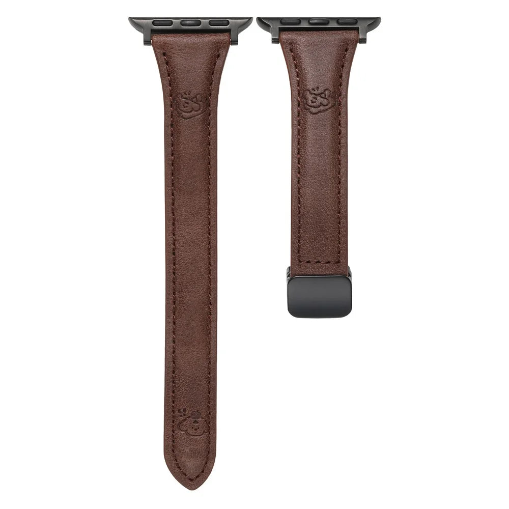 Cartoon Dog Design Strap for Apple Watch Series 11 10 42mm / 9 8 7 41mm / SE3 SE2 SE 6 5 4 40mm / 3 2 1 38mm Watch Band - Dark Brown - 1