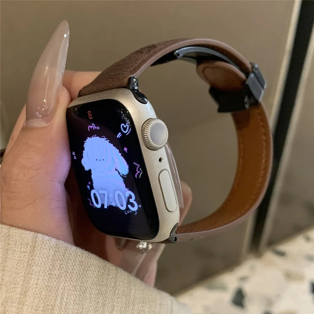 Cartoon Dog Design Strap for Apple Watch Series 11 10 42mm / 9 8 7 41mm / SE3 SE2 SE 6 5 4 40mm / 3 2 1 38mm Watch Band - Dark Brown - 2