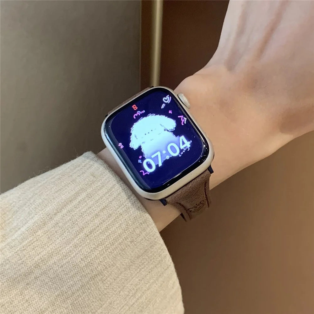 Cartoon Dog Design Strap for Apple Watch Series 11 10 42mm / 9 8 7 41mm / SE3 SE2 SE 6 5 4 40mm / 3 2 1 38mm Watch Band - Dark Brown - 3