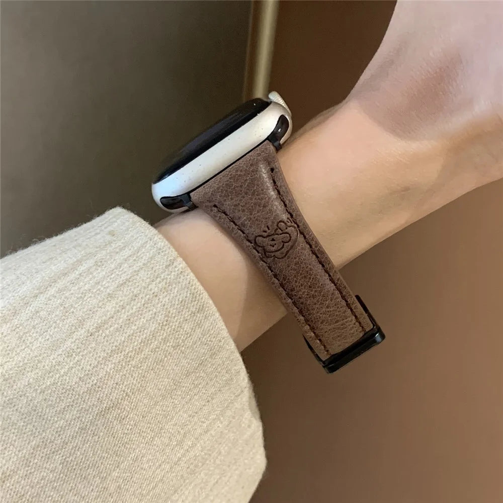 Cartoon Dog Design Strap for Apple Watch Series 11 10 42mm / 9 8 7 41mm / SE3 SE2 SE 6 5 4 40mm / 3 2 1 38mm Watch Band - Dark Brown - 4