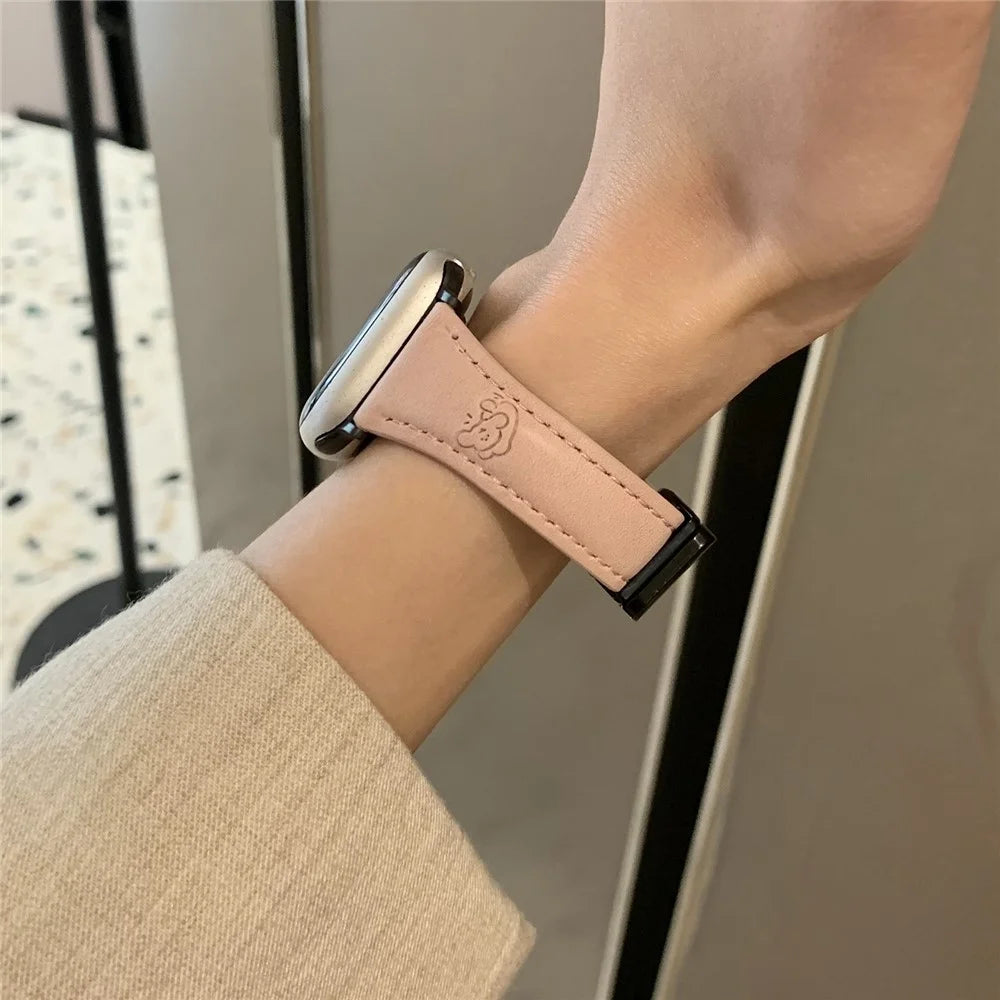Cartoon Dog Design Strap for Apple Watch Ultra 3 2 1 49mm / Series 11 10 46mm / 9 8 7 45mm / SE3 SE2 SE 6 5 4 44mm / 3 2 1 42mm Watch Band - Pink - 3