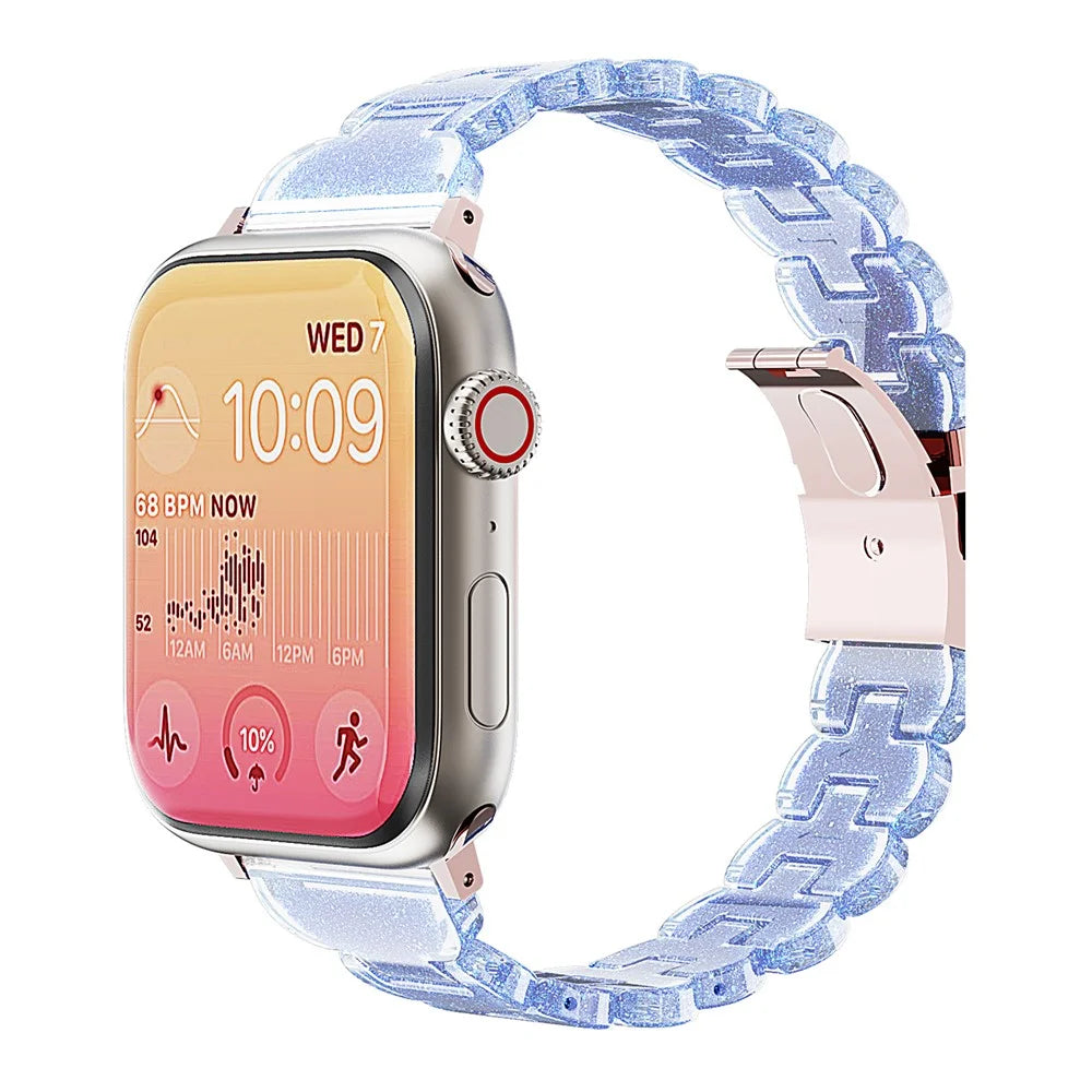 Watch Band for Apple Watch Series 11 10 42mm / 9 8 7 41mm / SE3 SE2 SE 6 5 4 40mm / 3 2 1 38mm Electroplated PC Glitter Sparkle Strap - Chameleon Blue - 2