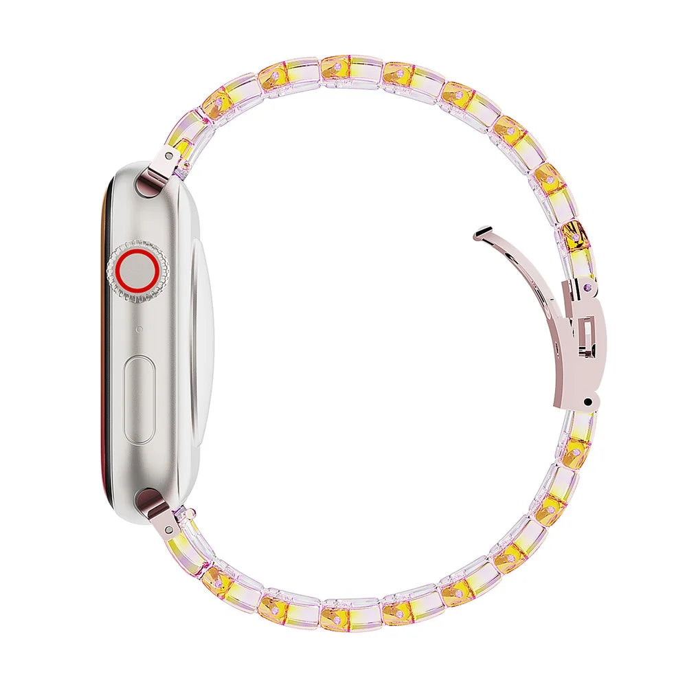 Watch Band for Apple Watch Series 11 10 42mm / 9 8 7 41mm / SE3 SE2 SE 6 5 4 40mm / 3 2 1 38mm Electroplated PC Glitter Sparkle Strap - Chameleon Blue - 6