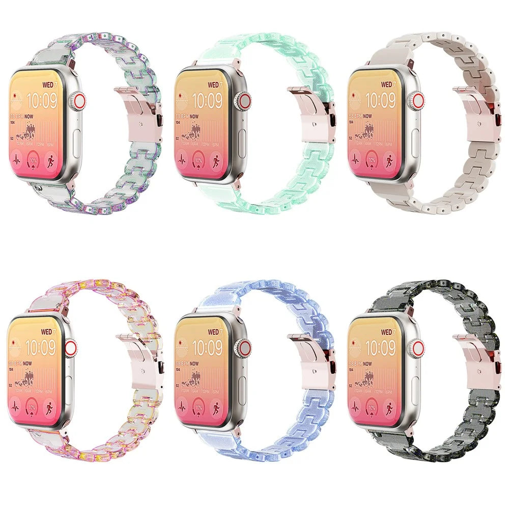 Watch Band for Apple Watch Series 11 10 42mm / 9 8 7 41mm / SE3 SE2 SE 6 5 4 40mm / 3 2 1 38mm Electroplated PC Glitter Sparkle Strap - Chameleon Blue - 7