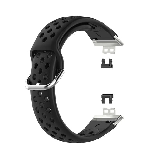 Soft Silicone Sport Watch Band Strap Replacement for Huawei Watch Fit - Black - 1