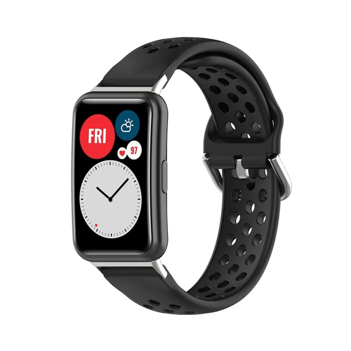 Soft Silicone Sport Watch Band Strap Replacement for Huawei Watch Fit - Black - 2