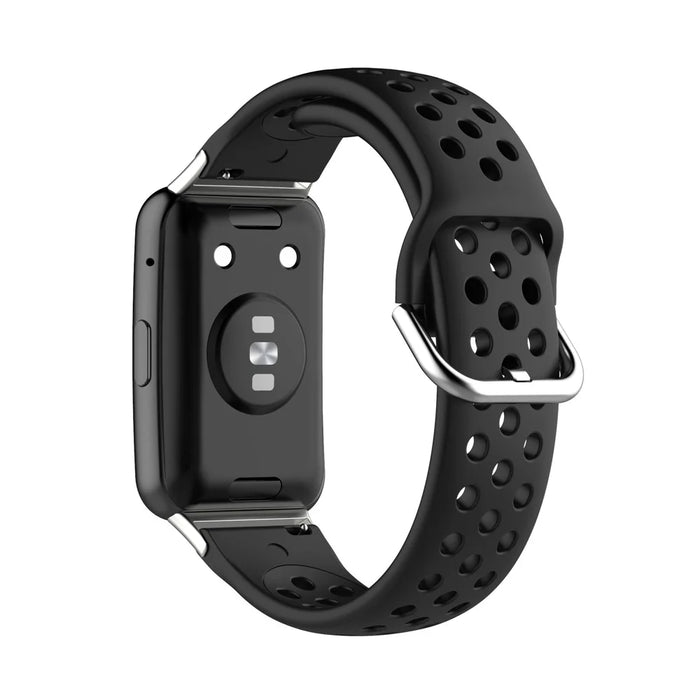 Soft Silicone Sport Watch Band Strap Replacement for Huawei Watch Fit - Black - 3