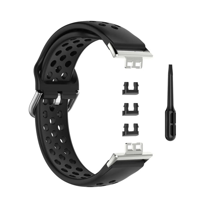 Soft Silicone Sport Watch Band Strap Replacement for Huawei Watch Fit - Black - 4