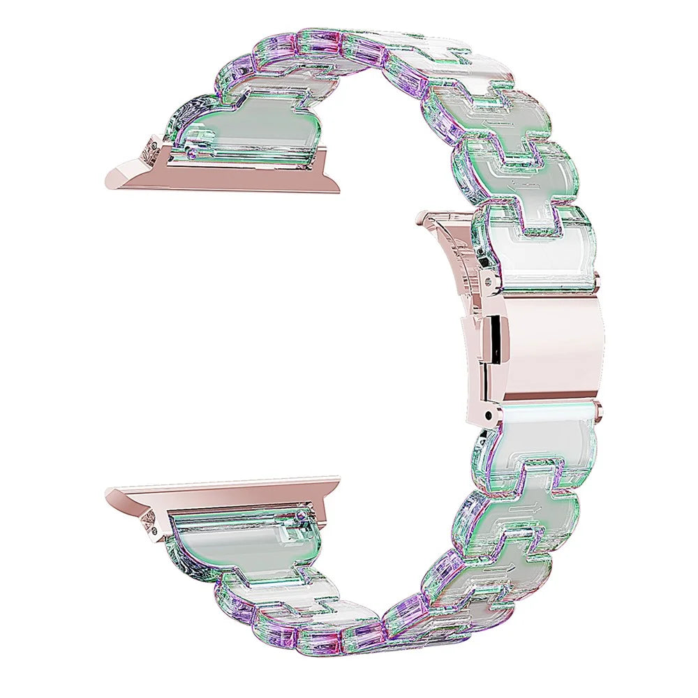 Watch Band for Apple Watch Ultra 3 2 1 49mm / Series 11 10 46mm / 9 8 7 45mm / SE3 SE2 SE 6 5 4 44mm / 3 2 1 42mm Electroplated PC Glitter Strap - Laser Transparent - 1