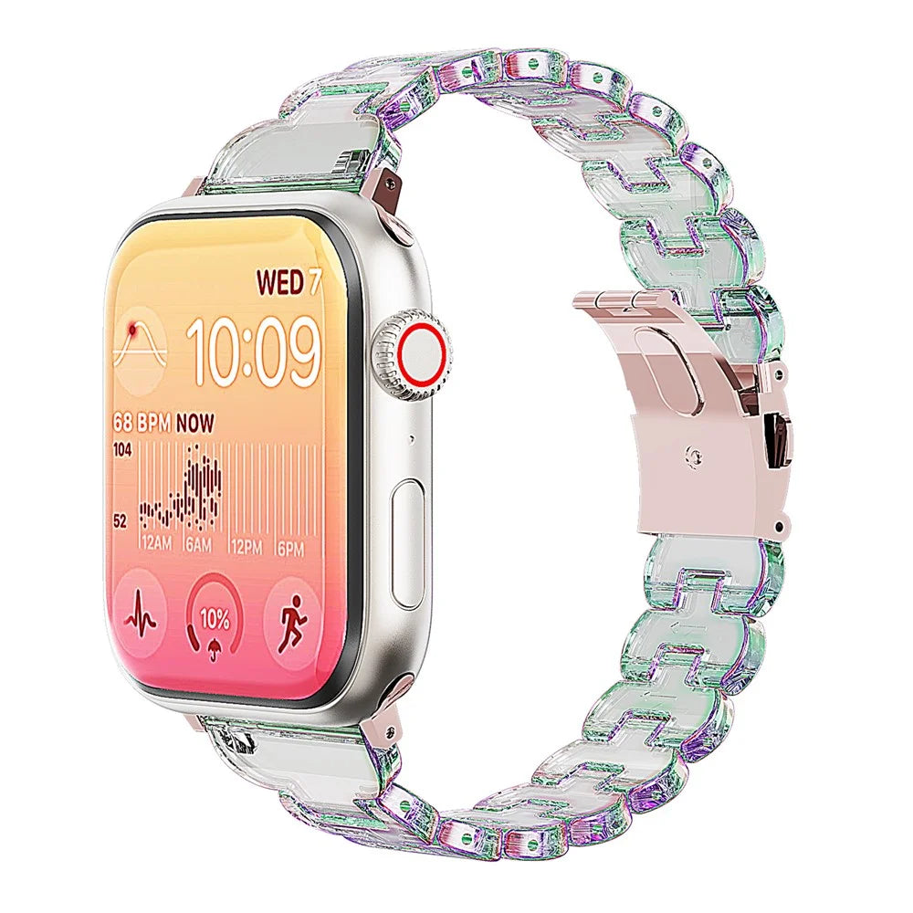 Watch Band for Apple Watch Ultra 3 2 1 49mm / Series 11 10 46mm / 9 8 7 45mm / SE3 SE2 SE 6 5 4 44mm / 3 2 1 42mm Electroplated PC Glitter Strap - Laser Transparent - 2