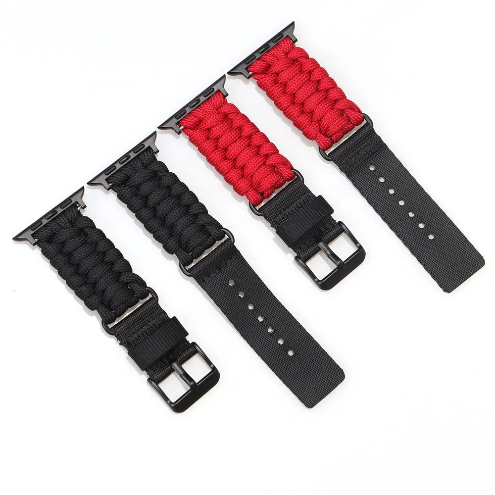 Nylon Watch Strap for Apple Watch Series 11 10 42mm / 9 8 7 41mm / SE3 SE2 SE 6 5 4 40mm / 3 2 1 38mm Single Loop Wristband - Black - 4