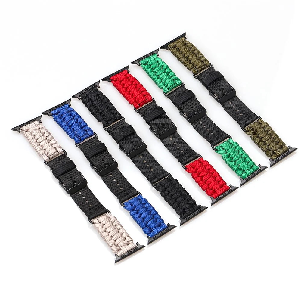 Nylon Watch Strap for Apple Watch Series 11 10 42mm / 9 8 7 41mm / SE3 SE2 SE 6 5 4 40mm / 3 2 1 38mm Single Loop Wristband - Black - 5