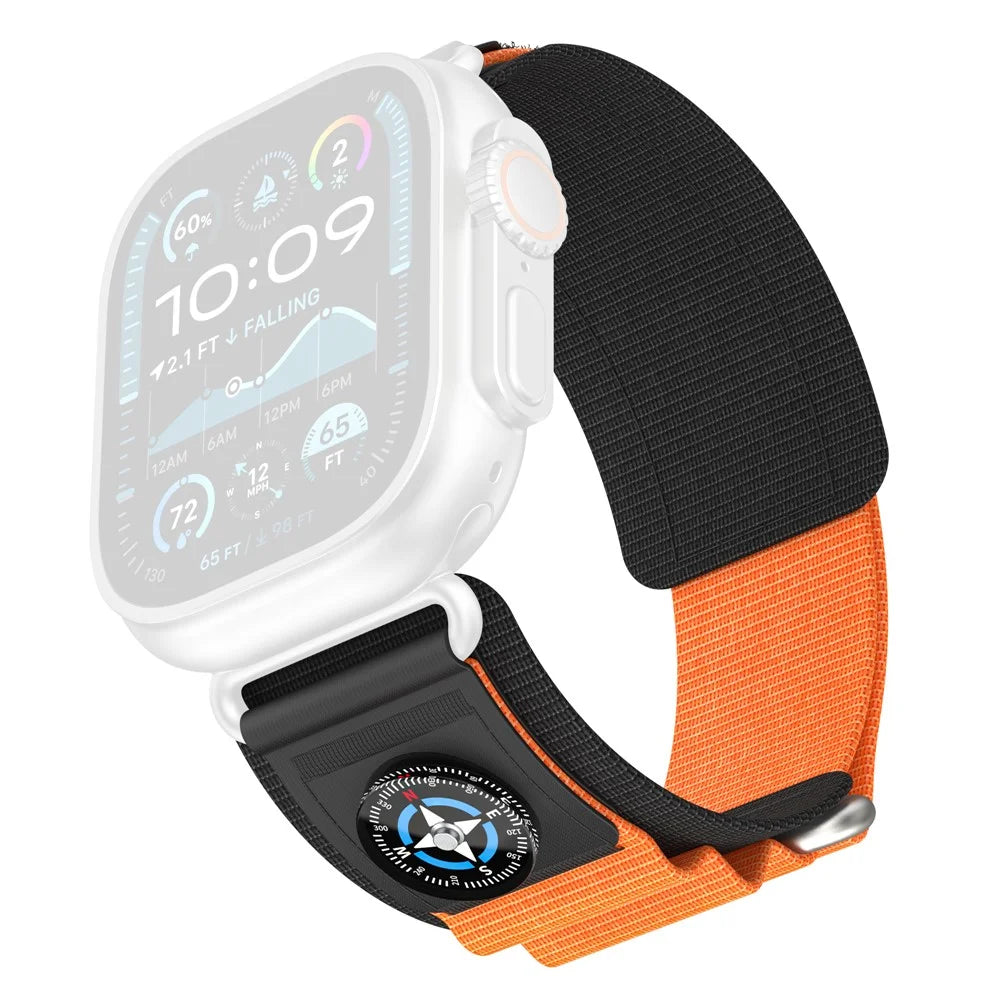 Replacement Strap for Apple Watch Ultra 3 2 1 49mm / Series 11 10 46mm / 9 8 7 45mm / SE3 SE2 SE 6 5 4 44mm / 3 2 1 42mm Watch Band with Compass - Orange - 1